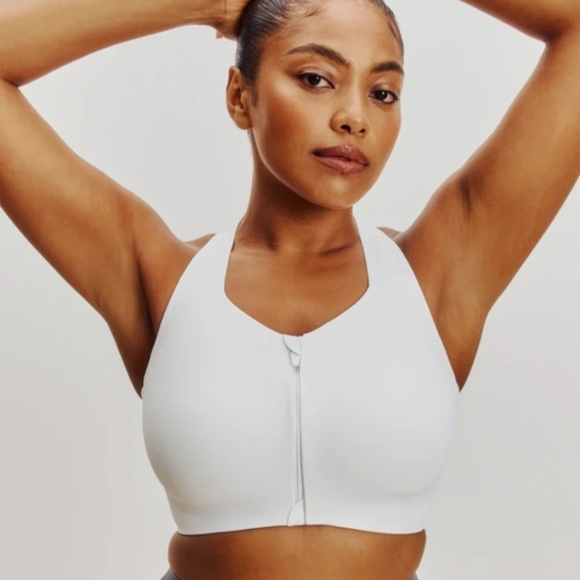 Catalyst Front Zip Sports Bra, comfortable white zip up althetic bra 8+ - Picture 8 of 9